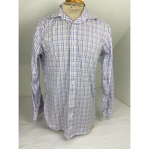 Bonobos Button-Down Shirt Pink and Blue Check Slim Fit Stretch - Size 16 * 36